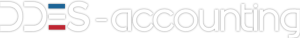 DDES Accounting logo with stylized lettering and blue, white, and red accents.