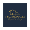 Trading Places logo featuring a gold house outline and elegant gold typography on a dark blue background.